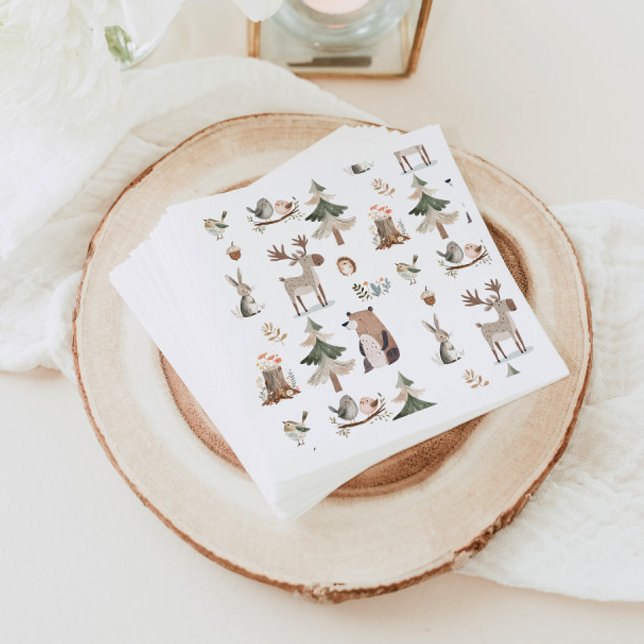 Serviette En Papier Baby shower rustique des animaux des bois (Créateur téléchargé)