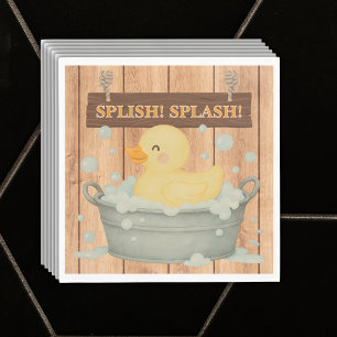 Serviette En Papier Baby shower rustique en caoutchouc Ducky Bubbles