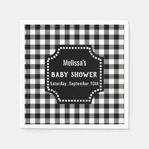 Serviette En Papier Baby shower Rustique Noir Et Blanc En vichy