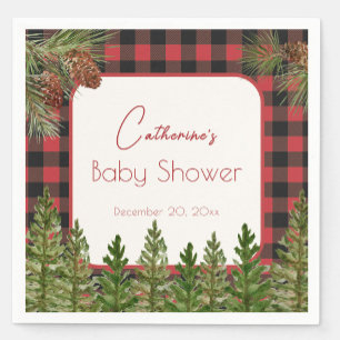 Serviette En Papier Baby-Shower Rustique Rouge à Carreaux de Buffalo p