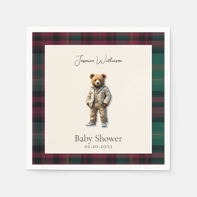 Serviette En Papier baby shower rustique Teddy (Devant)
