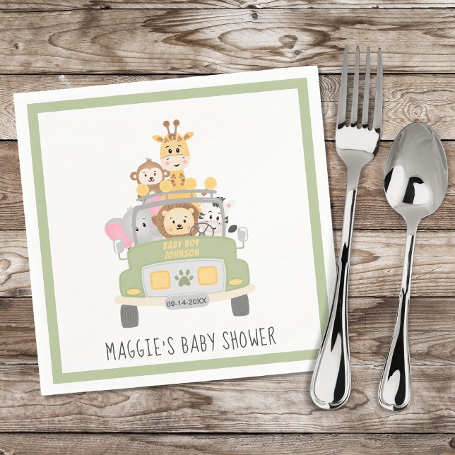 Serviette En Papier Baby shower Safari animal mignon (Créateur téléchargé)