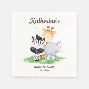 Serviette En Papier Baby shower Safari Animaux