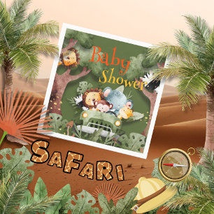 Serviette En Papier Baby shower Safari Animaux