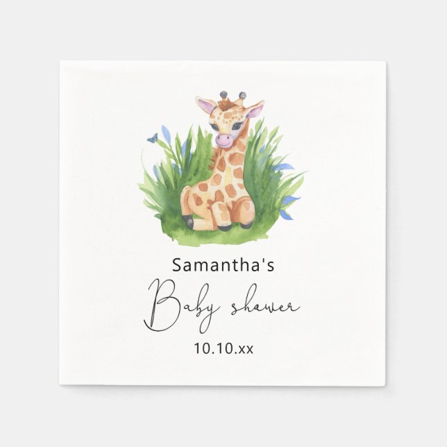 Serviette En Papier Baby shower Safari Giraffe (Devant)