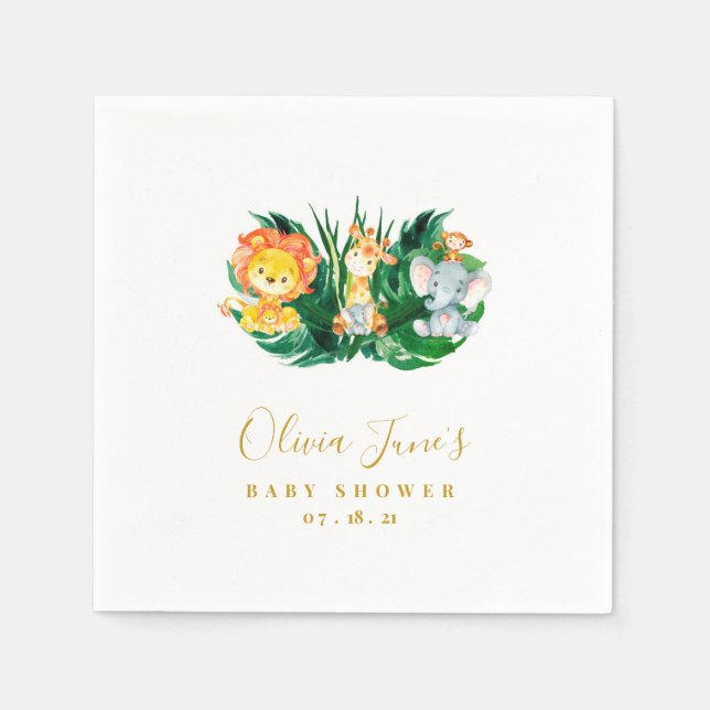 Serviette En Papier Baby shower Safari Jungle (Devant)