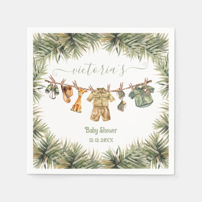 Serviette En Papier Baby shower Safari Jungle (Devant)