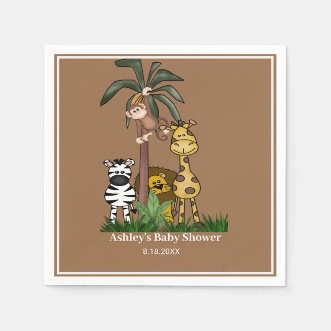 Serviette En Papier Baby shower Safari Jungle customisé (Devant)