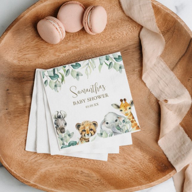 Serviette En Papier Baby shower Safari Little Wild One (Safari Wild One Baby Shower Napkins)