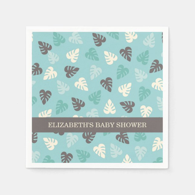 Serviette En Papier Baby shower Safari Motif Jungle Leaf (Devant)