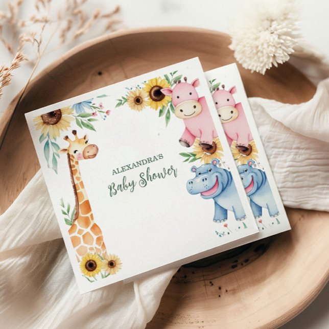Serviette En Papier Baby shower Safari Tropical Jungle Animaux (Créateur téléchargé)