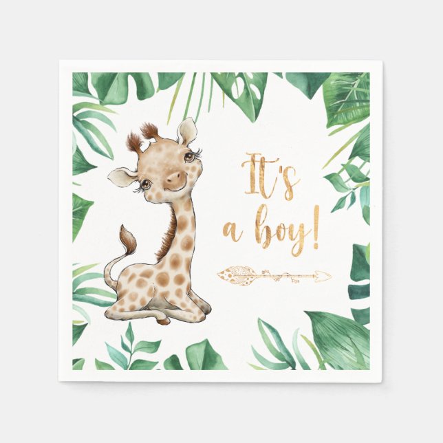 Serviette En Papier Baby shower Safari Wild Giraffe serviettes (Devant)