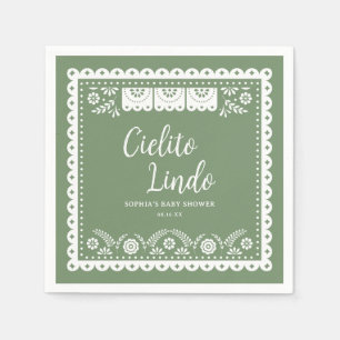 Serviette En Papier Baby shower Sage Green Cielito Lindo Talavera