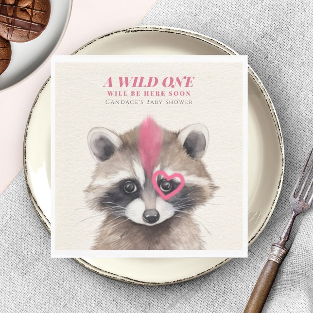 Serviette En Papier Baby shower sauvage de Mohawk Raccoon (Créateur téléchargé)