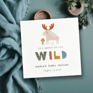 Serviette En Papier Baby shower Scandi Wild Tropical Woodland Animaux
