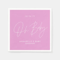 Baby shower script moderne cerise rose élégant