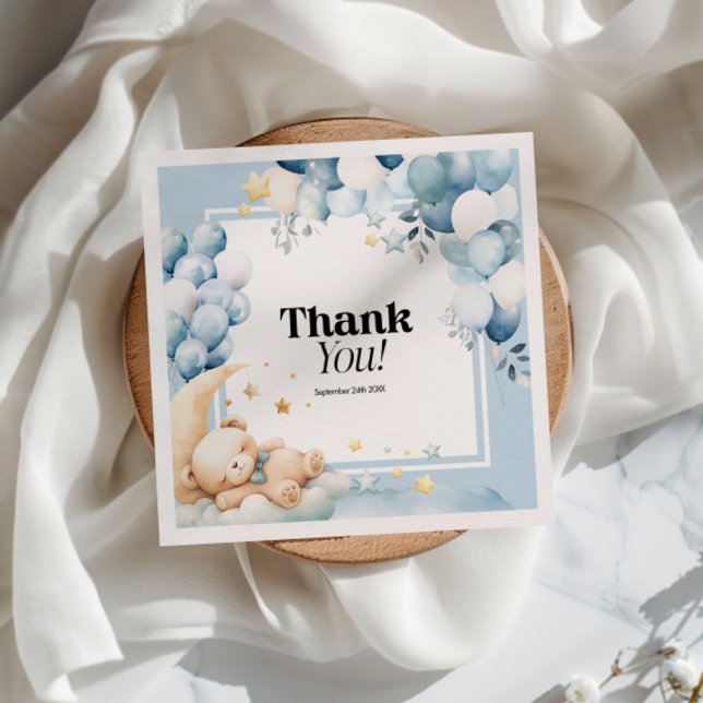 Serviette En Papier Baby shower serviettes Bleu ours Ballons (Créateur téléchargé)