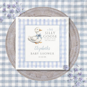 Serviette En Papier Baby shower Silencieux En vichy bleu petit oie