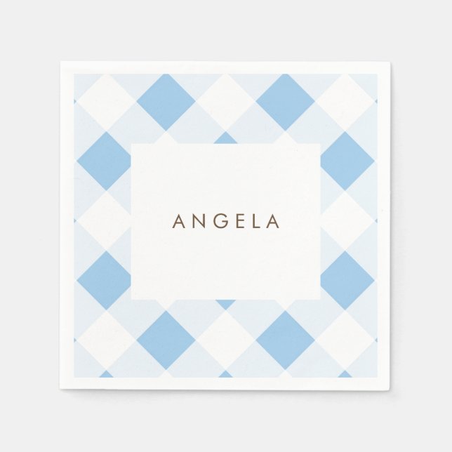 Serviette En Papier Baby shower simple bleu et Brown (Devant)