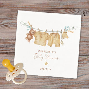 Serviette En Papier Baby shower simple Boho Clothesline