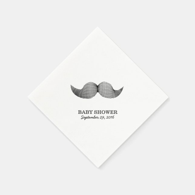Serviette En Papier Baby shower simple de moustache (Coin)