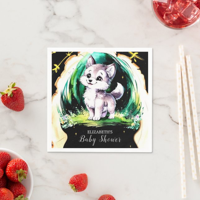 Serviette En Papier Baby shower simple de petit loup (En situation)