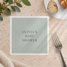 Baby Shower Simple Vert Sauge