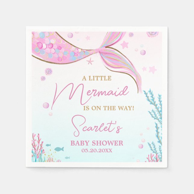 Serviette En Papier Baby Shower Sirène (Devant)