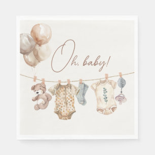 Serviette En Papier Baby shower Soft Boho Neutral Vêtements de bébé