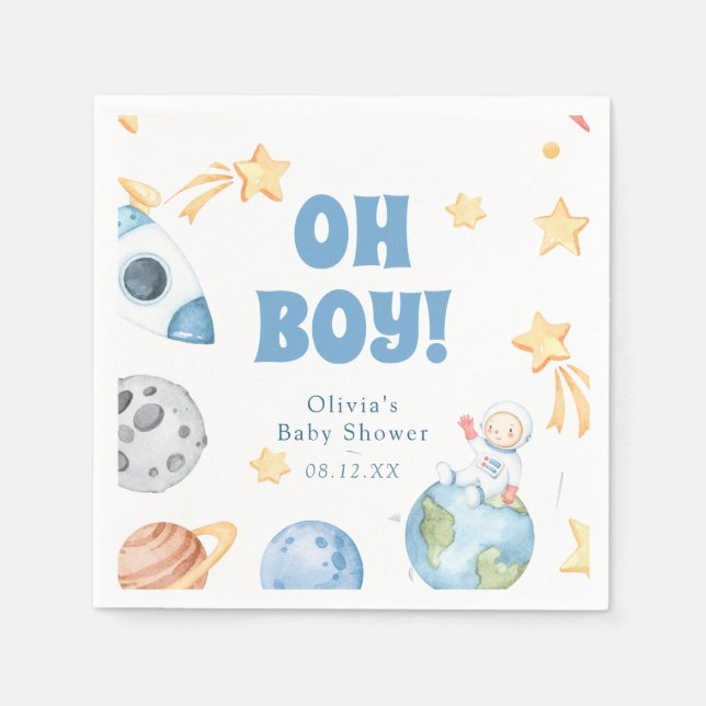 Serviette En Papier Baby shower spatial (Devant)