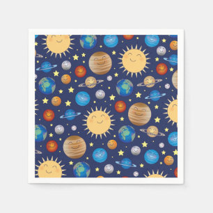 Serviette En Papier Baby shower spatial Galaxy Étoiles Universelles