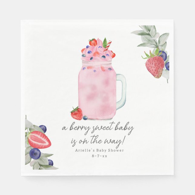 Serviette En Papier Baby shower spécial Smoothie Berry (Devant)