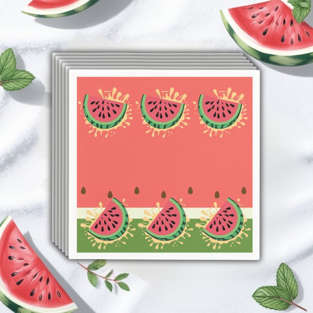 Serviette En Papier Baby-Shower Splash Pastèque Moderne (Créateur téléchargé)