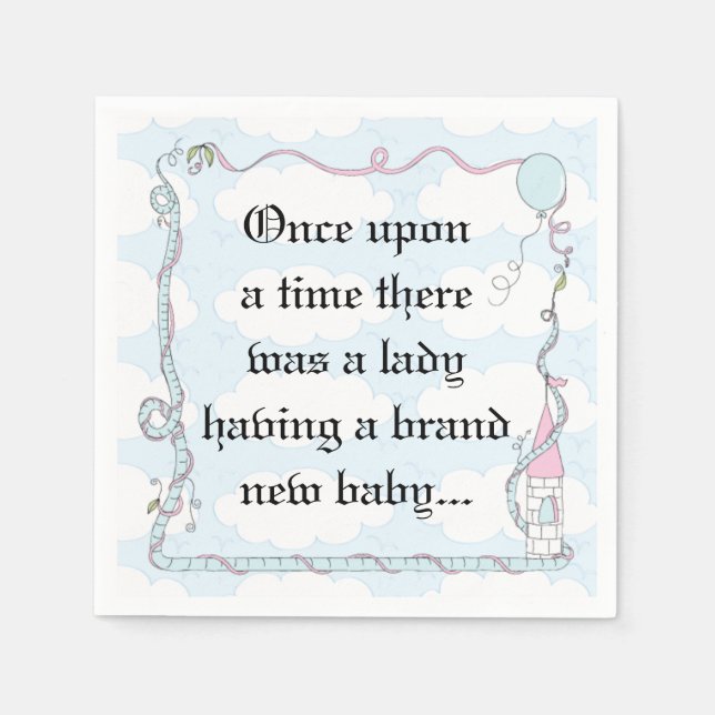 Serviette En Papier Baby shower Standard Cocktail Napkin Castle Pk/Bl (Devant)