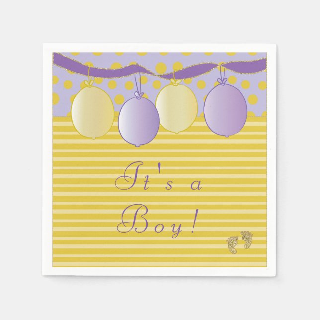 Serviette En Papier Baby shower Standard Napkin "Baby Gold Footprints" (Devant)