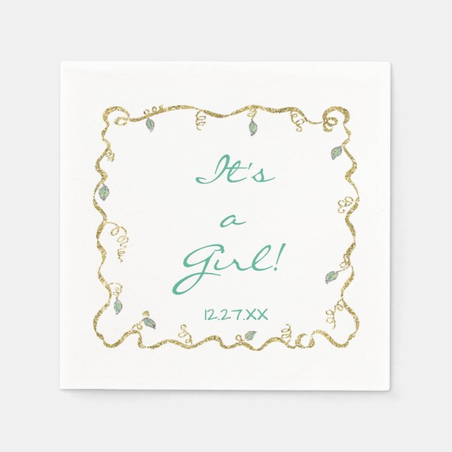 Serviette En Papier Baby shower Standard Napkin "Château de la Glitter (Devant)