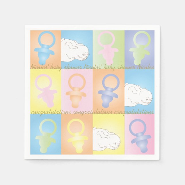 Serviette En Papier Baby shower Standard Napkin "Paci Bunny" (Devant)