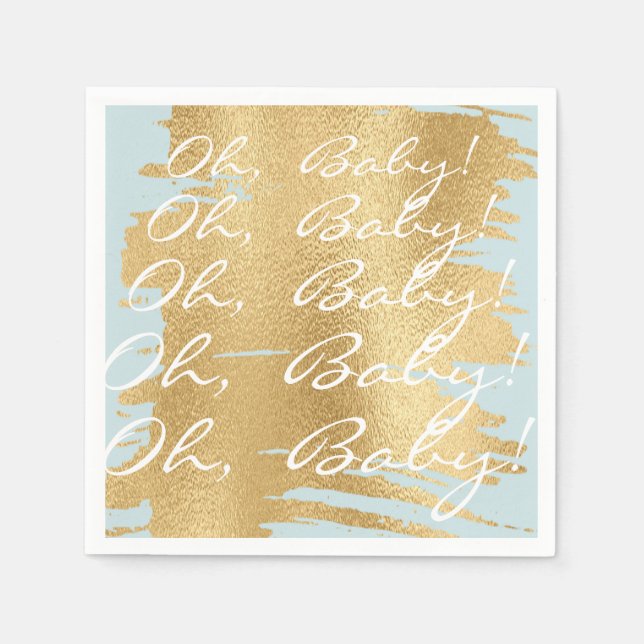 Serviette En Papier Baby shower Standard Serviettes/Classique Or/Bleu (Devant)