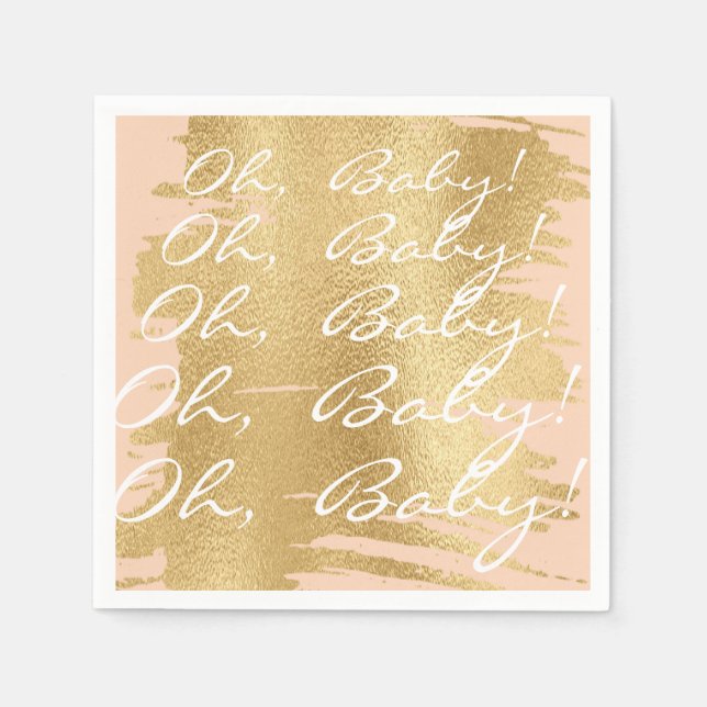 Serviette En Papier Baby shower Standard Serviettes/Classique Or/Rose (Devant)