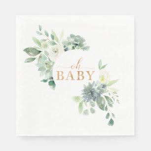 Serviette En Papier Baby shower succulent serviettes