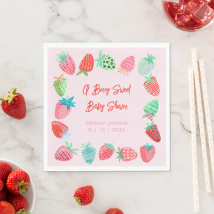 Serviette En Papier Baby Shower Sucré aux Fraises