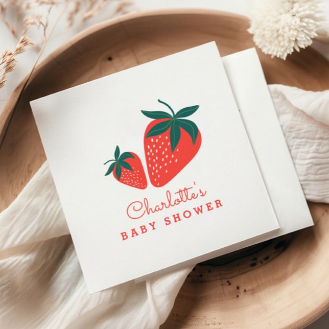 Serviette En Papier Baby shower sucré aux fraises rouges (Créateur téléchargé)