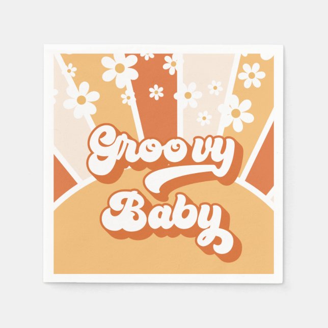 Serviette En Papier Baby shower Sunshine Retro pour bébé super (Devant)