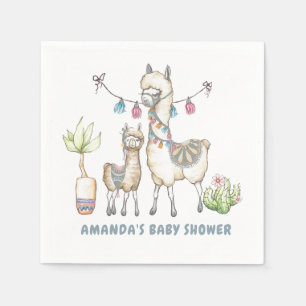 Serviette En Papier Baby Shower sur le thème de Lama à l'aquarelle