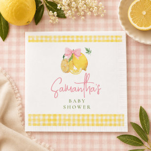 Serviette En Papier Baby shower sur le thème du citron rose pastel cit