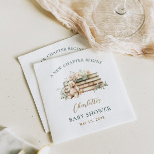 Serviette En Papier Baby Shower sur le thème du livre floral "Un nouve