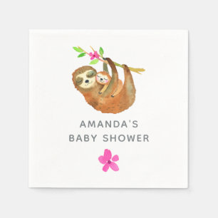 Serviette En Papier Baby Shower sur le thème du paresseux à l'aquarell