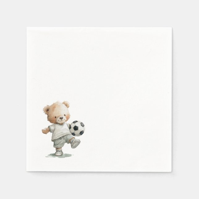 Serviette En Papier Baby Shower Teddy Bear Football (Devant)