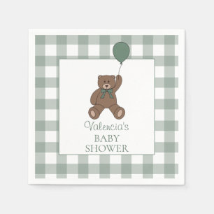 Serviette En Papier Baby-Shower Teddy Bear Vert Sauge