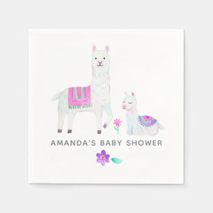 Serviette En Papier Baby Shower thème aquarelle lama